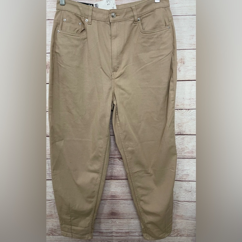 NWT H&M Divided Mom High Waist Loose Fit Ankle Jeans 5-Pocket Tan Denim 10